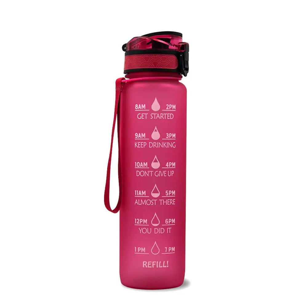 Botella de Agua Motivacional de Plástico – Antigoteo para Fitness y Deportes