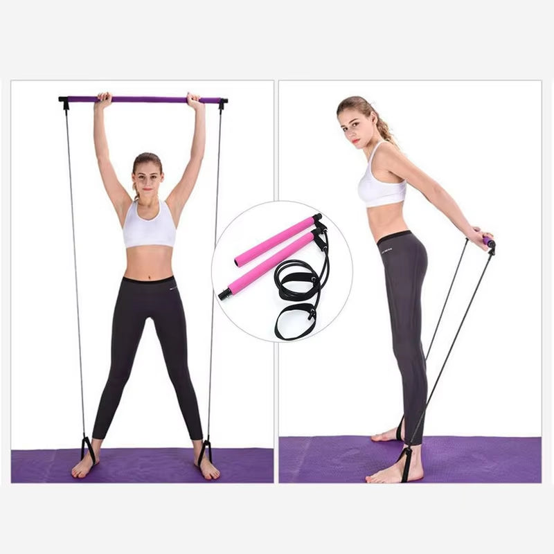 Kit de Barra de Pilates para Fitness y Ejercicio – Entrenamiento con Bandas de Resistencia para Yoga, Gimnasio y Tonificación Muscular