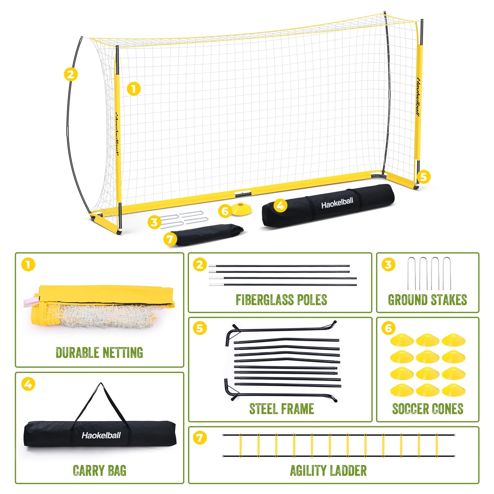 Soccer Goal with Agility Ladder and 12 Cones