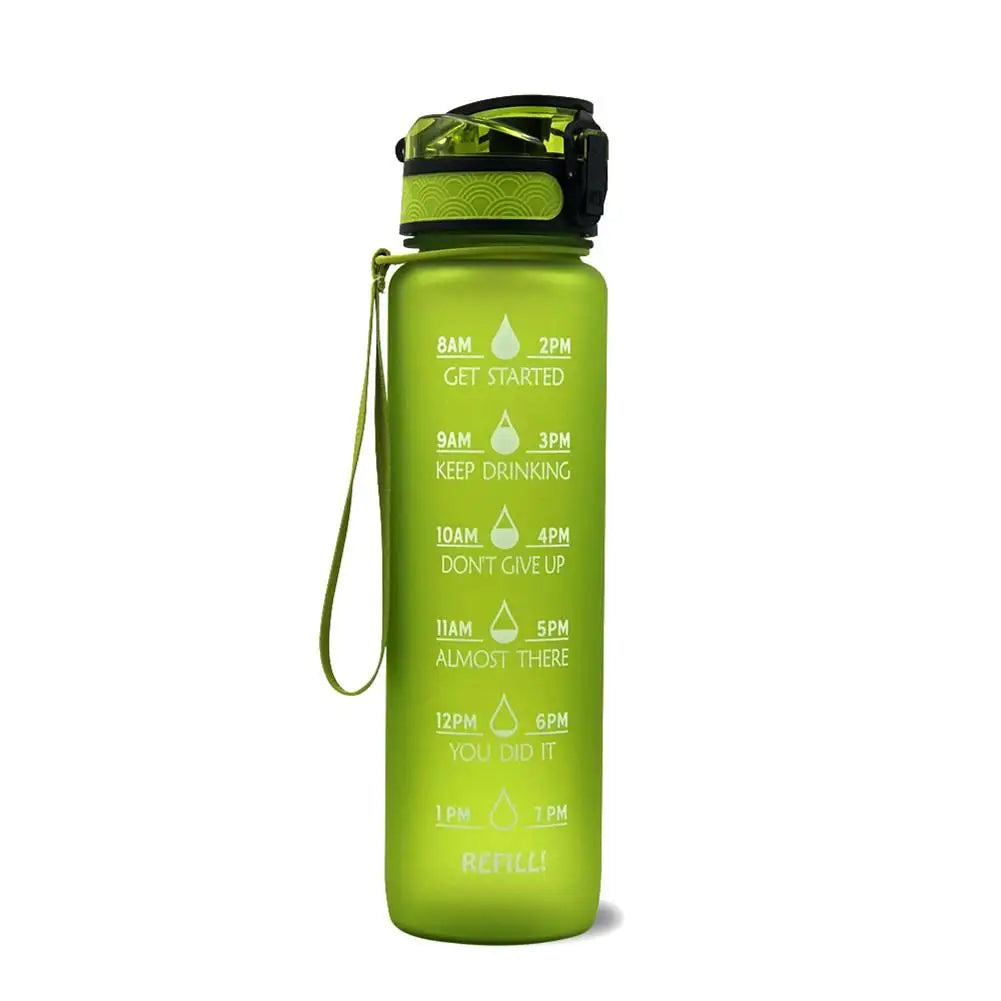 Botella de Agua Motivacional de Plástico – Antigoteo para Fitness y Deportes