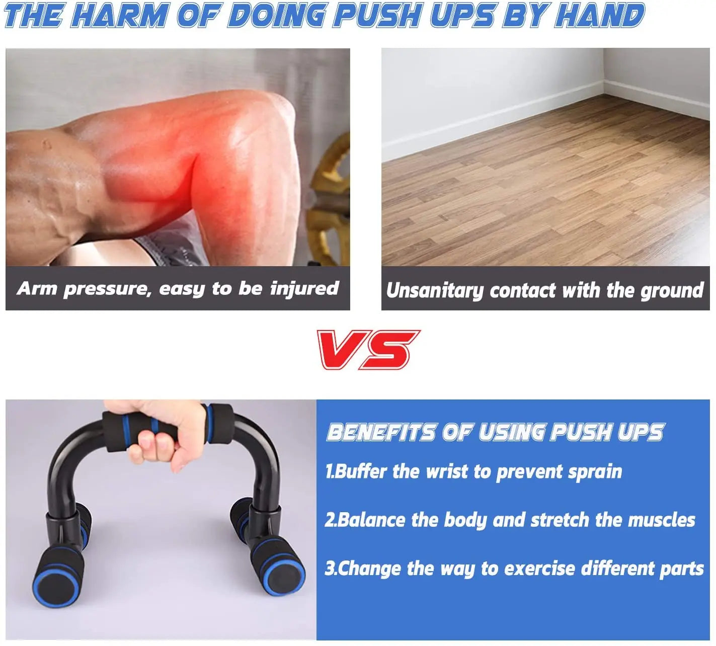 1 Par de soportes para flexiones, asas de agarre, equipamiento de fitness, útil para entrenamiento de pecho y musculación.