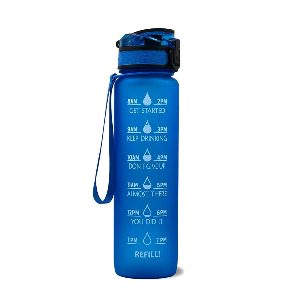 Botella de Agua Motivacional de Plástico – Antigoteo para Fitness y Deportes