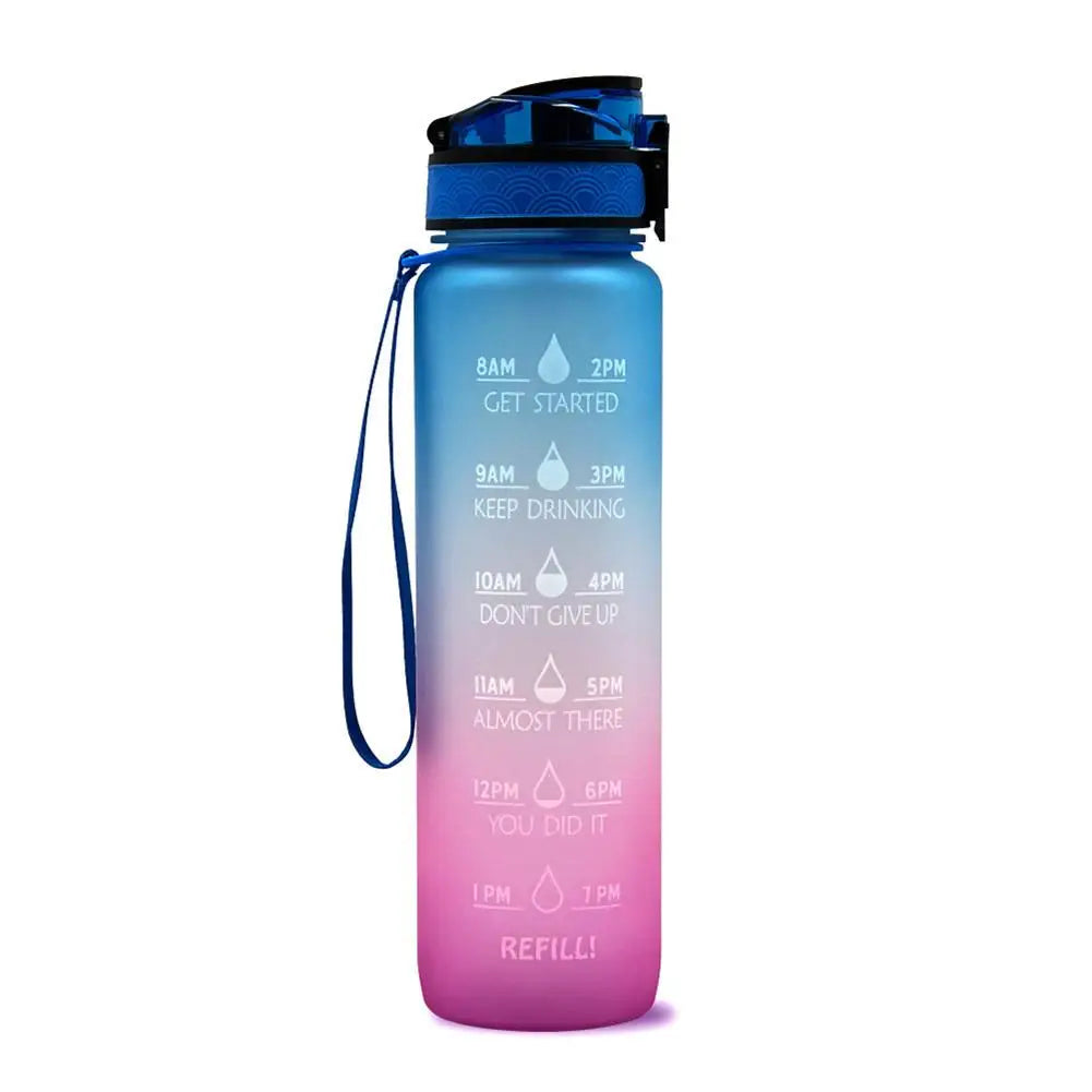 Botella de Agua Motivacional de Plástico – Antigoteo para Fitness y Deportes