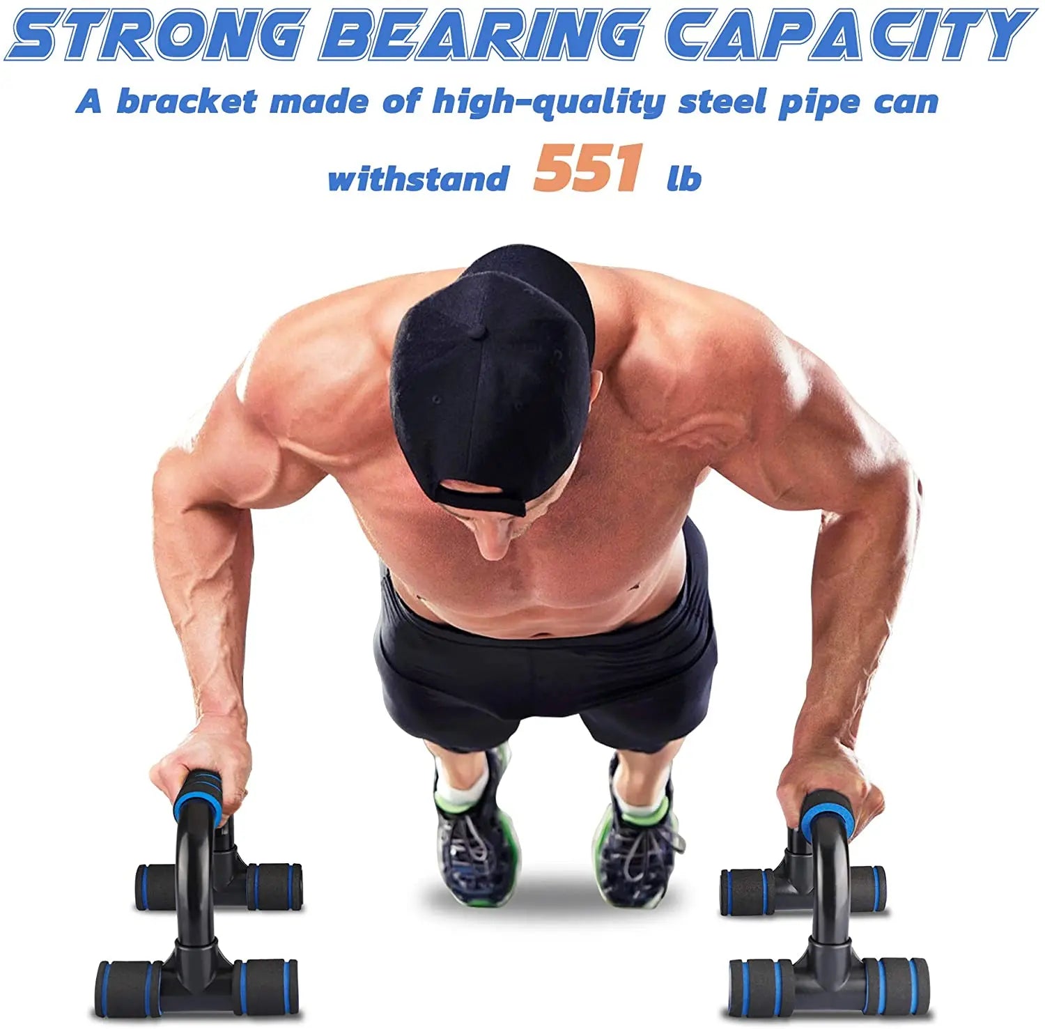1 Par de soportes para flexiones, asas de agarre, equipamiento de fitness, útil para entrenamiento de pecho y musculación.