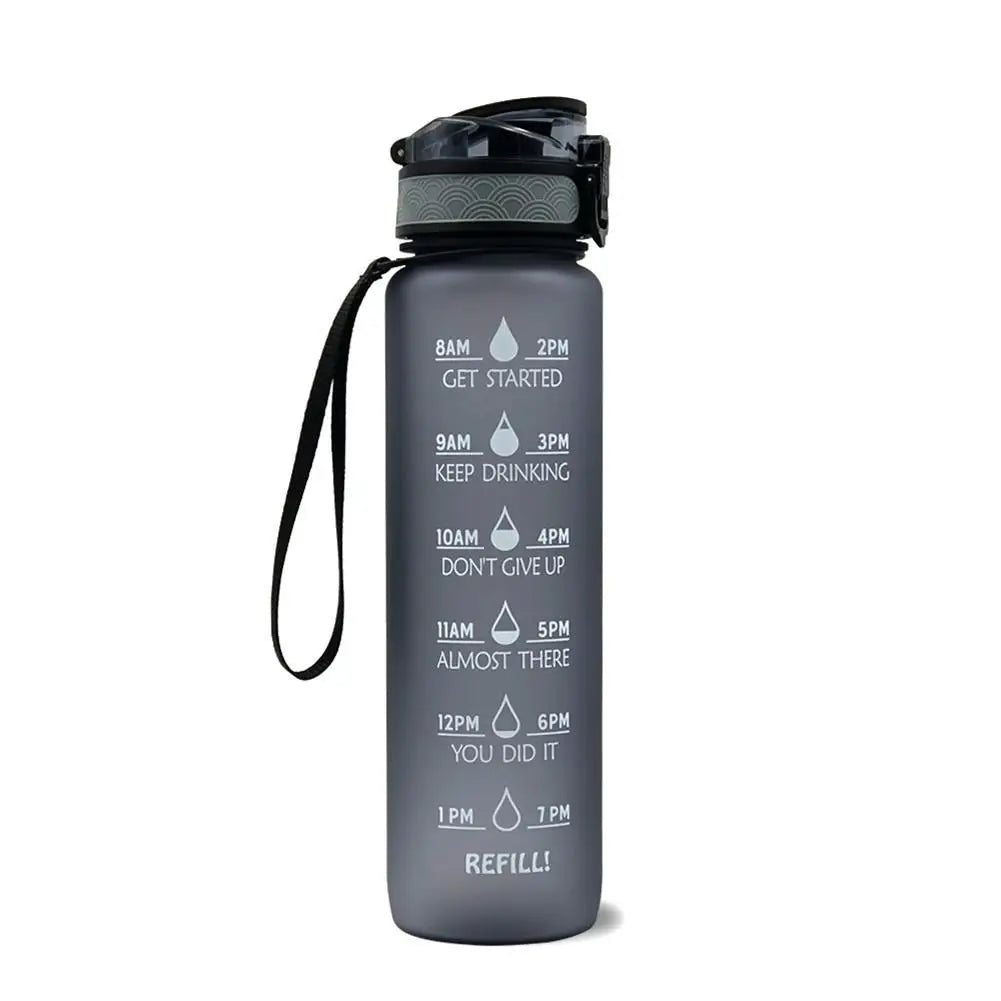 Botella de Agua Motivacional de Plástico – Antigoteo para Fitness y Deportes