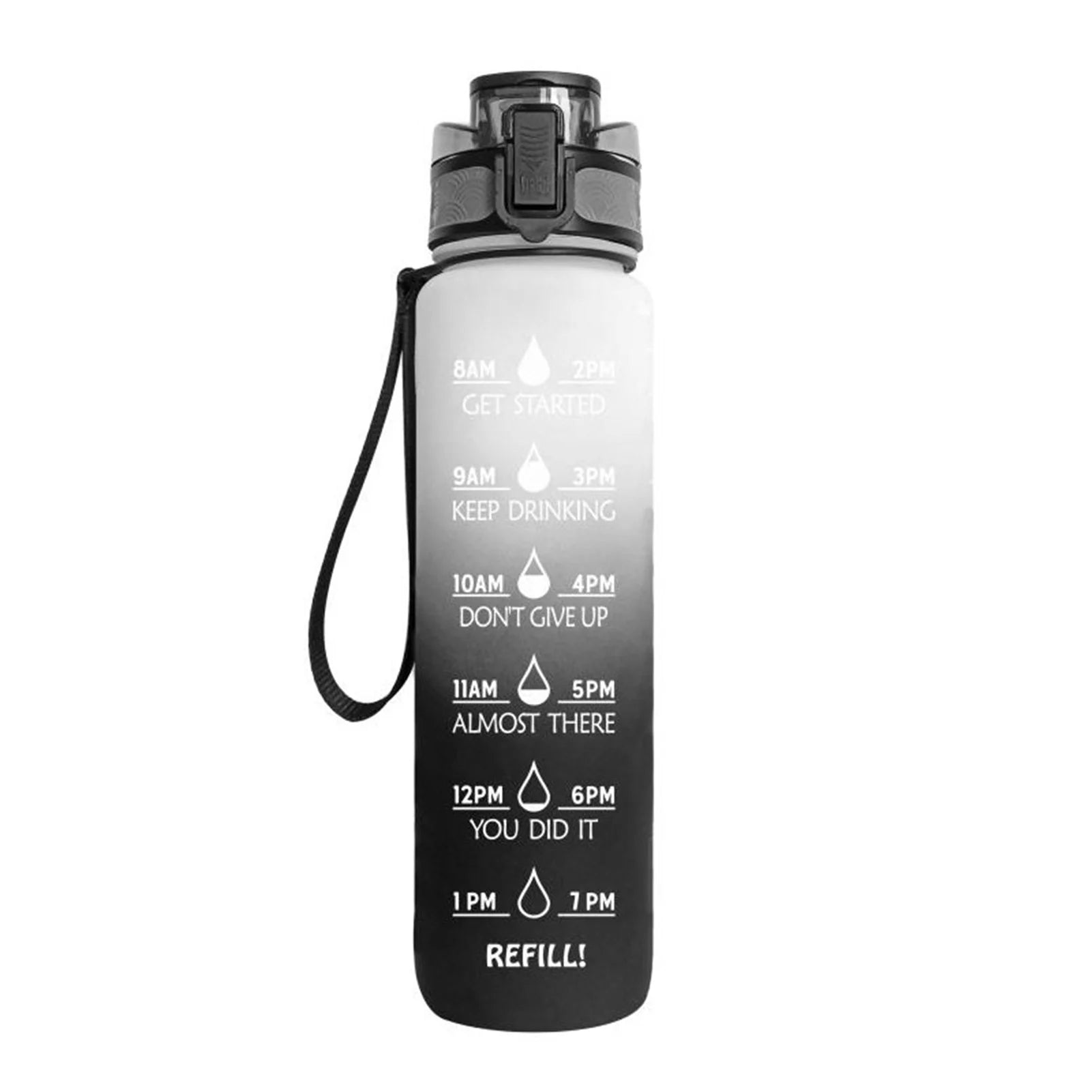 Botella de Agua Motivacional de Plástico – Antigoteo para Fitness y Deportes