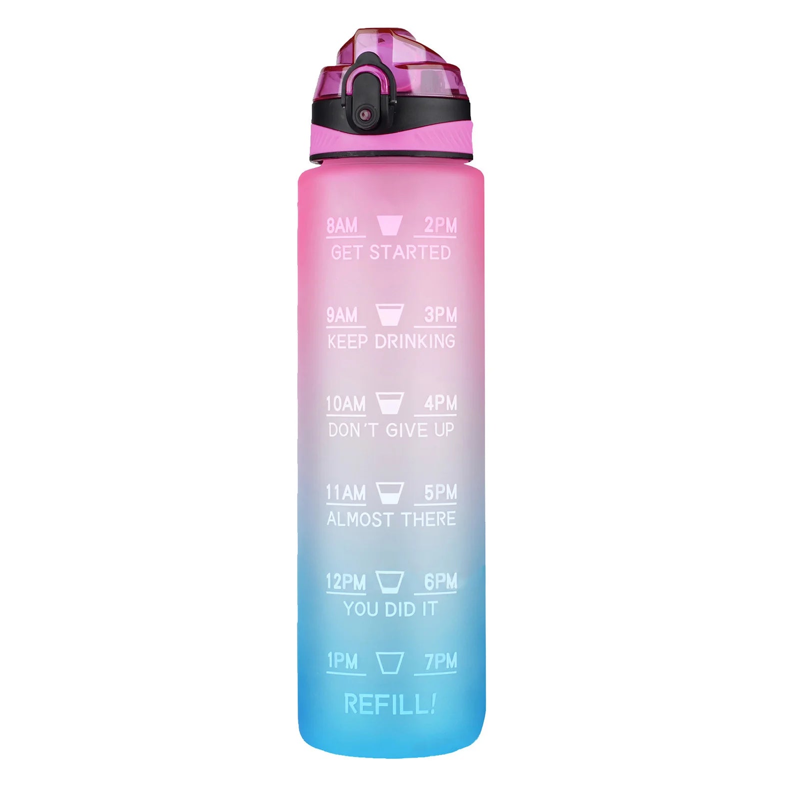 Botella de Agua Motivacional de Plástico – Antigoteo para Fitness y Deportes