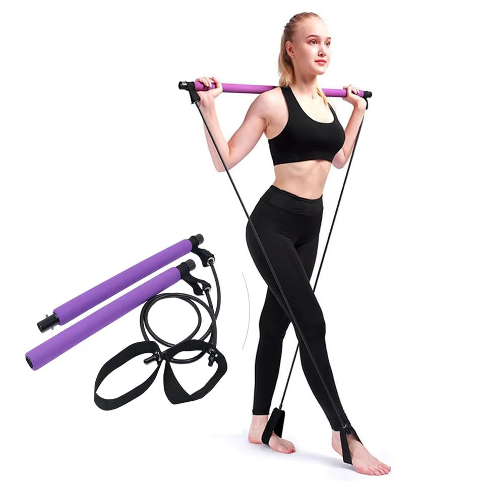 Kit de Barra de Pilates para Fitness y Ejercicio – Entrenamiento con Bandas de Resistencia para Yoga, Gimnasio y Tonificación Muscular