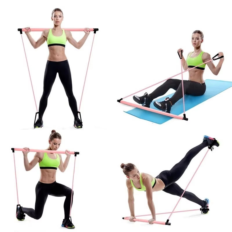 Kit de Barra de Pilates para Fitness y Ejercicio – Entrenamiento con Bandas de Resistencia para Yoga, Gimnasio y Tonificación Muscular