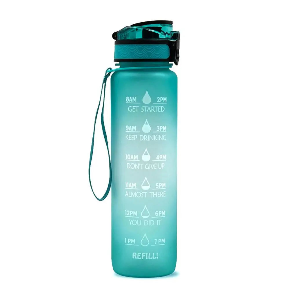 Botella de Agua Motivacional de Plástico – Antigoteo para Fitness y Deportes