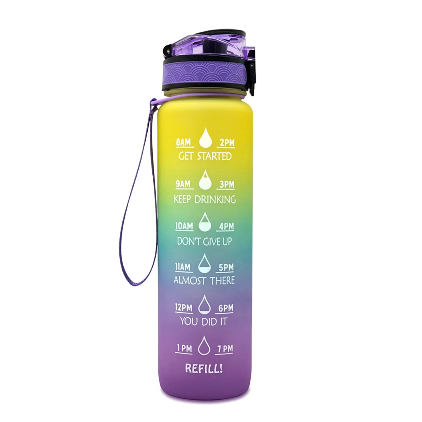 Botella de Agua Motivacional de Plástico – Antigoteo para Fitness y Deportes